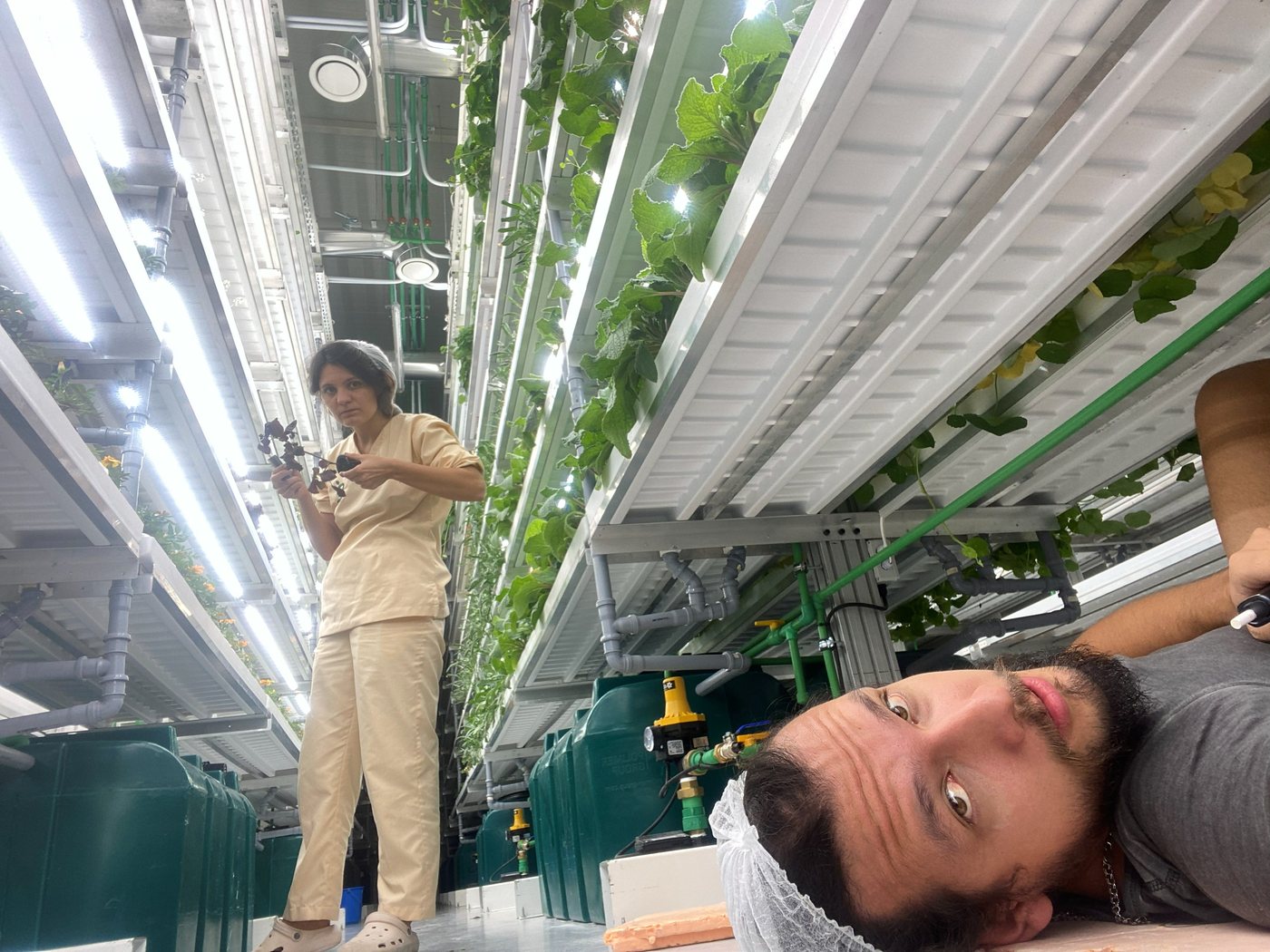 Controlled-environment indoor farm corridor